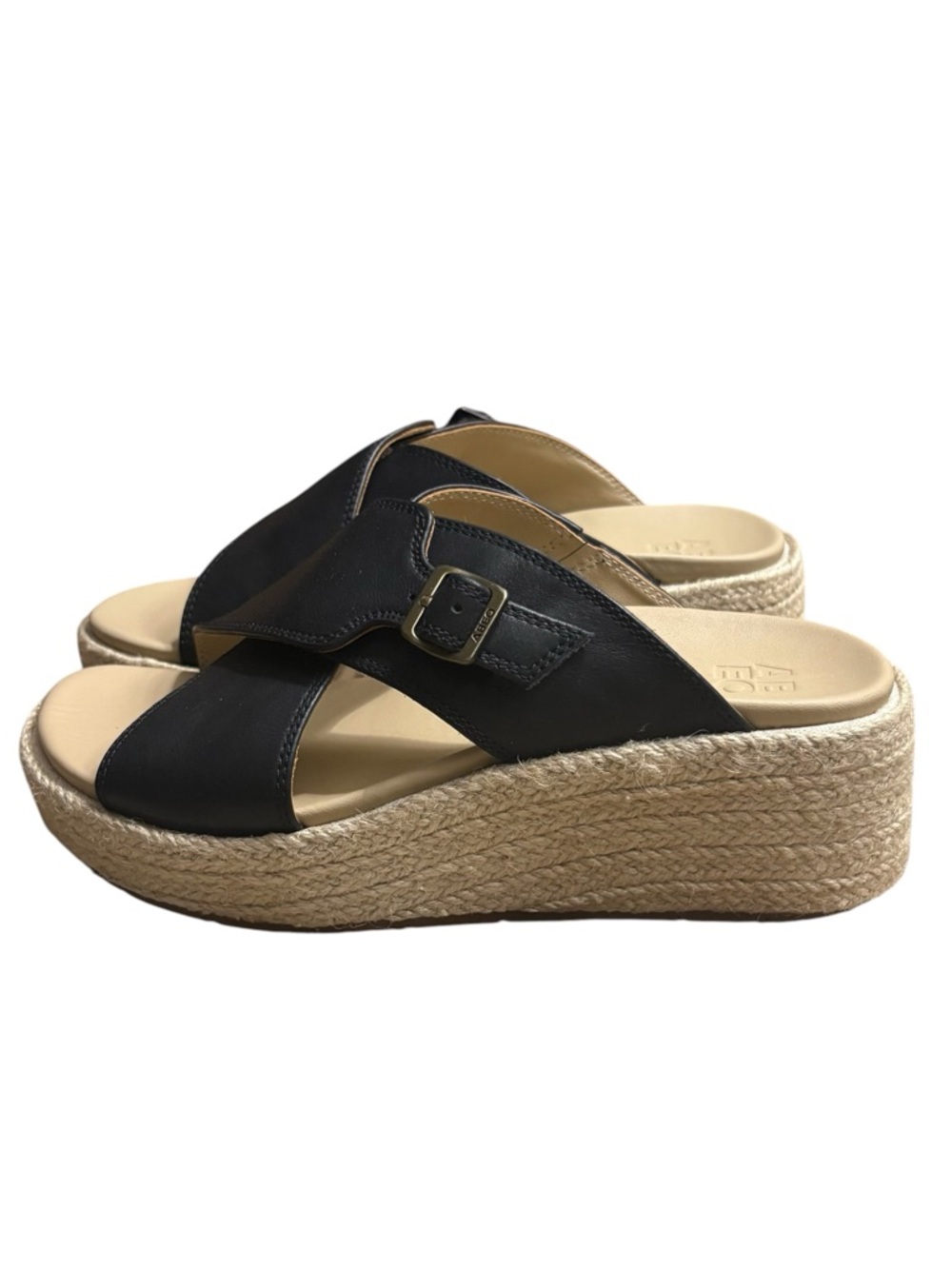 ABEO Dylan Solstice Leather Cross Slide Wedge Sandals in Black Size 6 -- SUMMER! - Picture 6 of 11